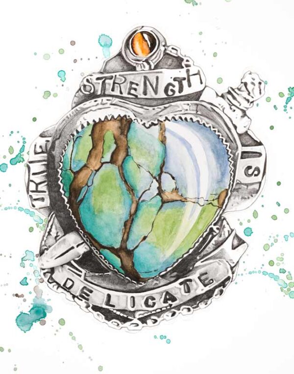 True-Strength-Is-Delicate-(Silver-turquoise-pendant-for-print-11x14) True Strength is Delicate - Image 1