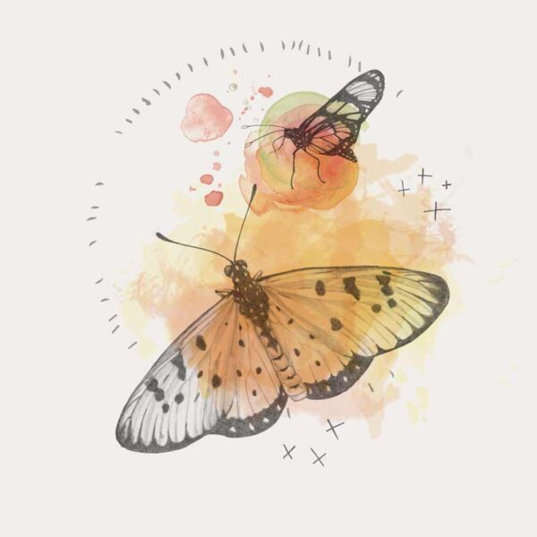 Two-Butterflies-(butterflies-bw-watercolor--plate-ART) Two Butterflies - Image 1